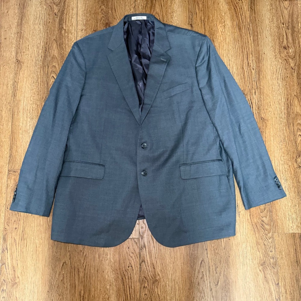 Joseph Abboud Mens 50R Blazer Gray Zignone Super 110s Wool Coat Made in USA